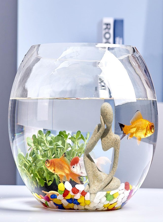 Anranmm Sandstone Meditating Statue Fish Tank Decorations Betta Fish Aquarium Ornaments Small Thinker Statue Decorative Accessories for Underwater Landscaping Home Garden Décor - Image 4